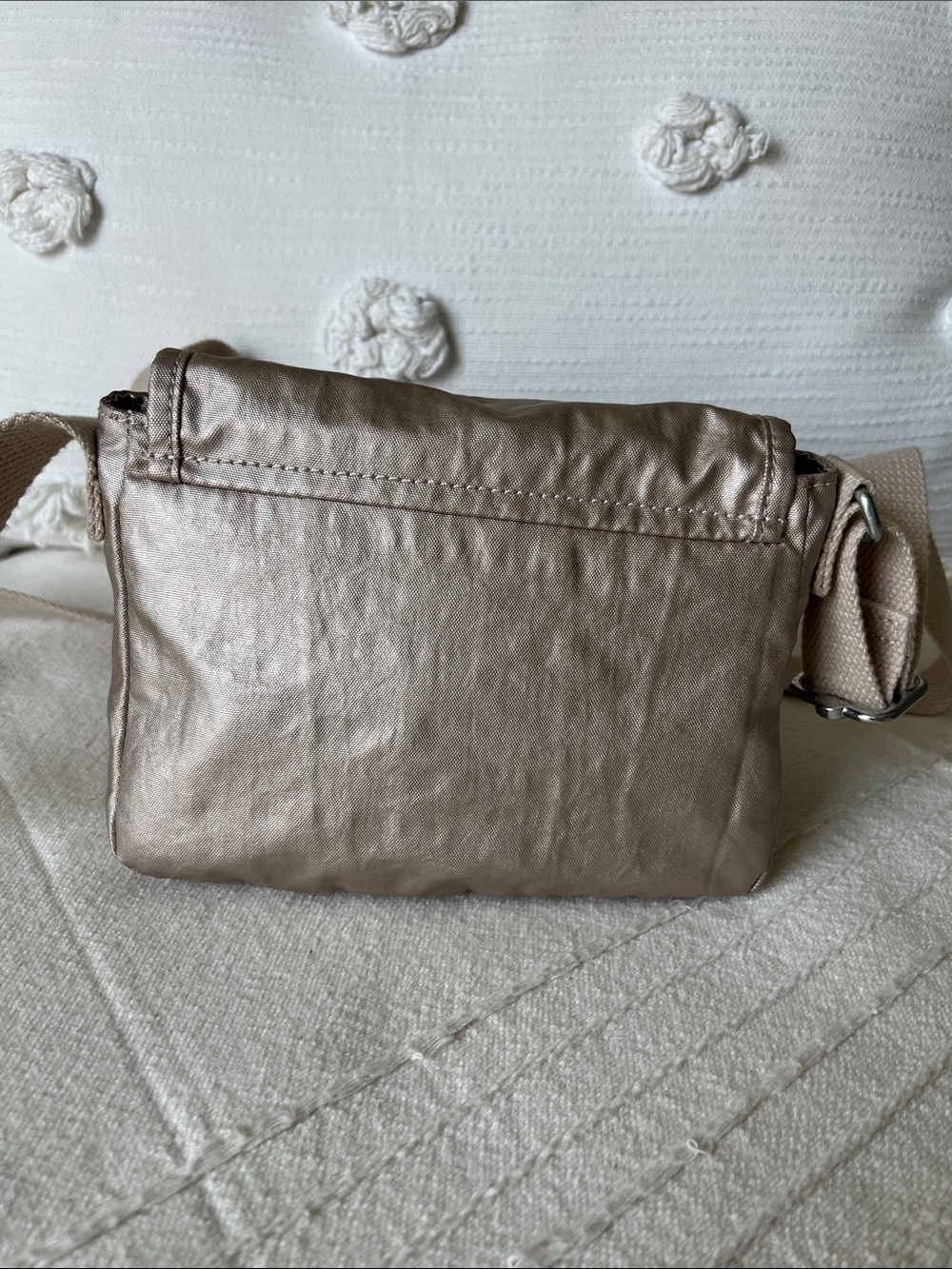 Kipling Metallic Taupe Crossbody Bag with Front Zip Pocket - Picture 2 of 13